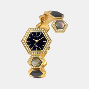 TWEL17900_1 Fria Women Quartz Black Dial Analog Brass Watch TWEL17900