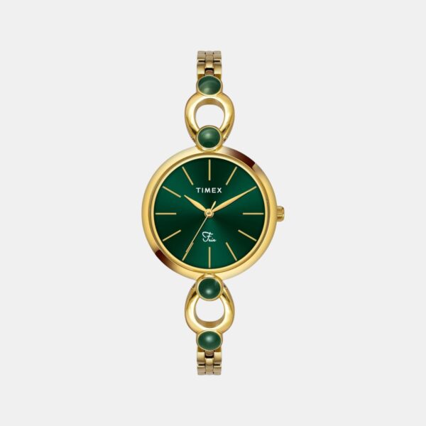 TWEL18104_1 Fria Women Quartz Green Dial Analog Brass Watch TWEL18104