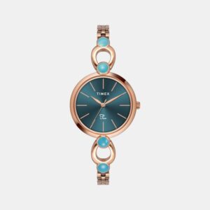 Fria Women Quartz Teal Dial Analog Brass Watch TWEL18106