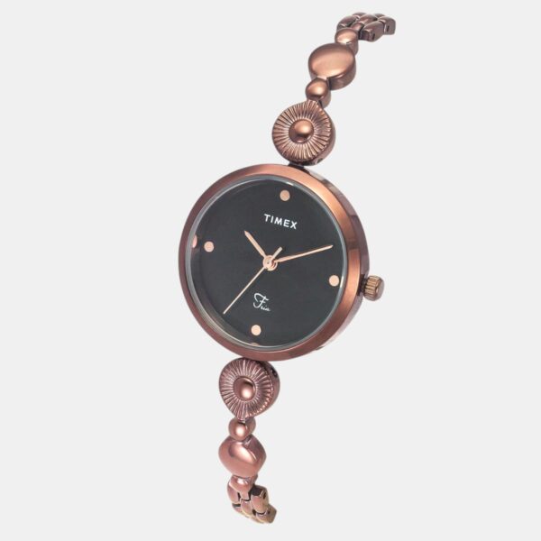 Fria Women Quartz Black Dial Analog Brass Watch TWEL18204