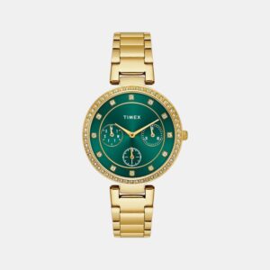 TWEL18700_1_7d7fedbb-c5c1-48f0-b445-247f980125b6 Fashion Women Quartz Green Dial Multi-Function Stainless Steel Watch TWEL18700
