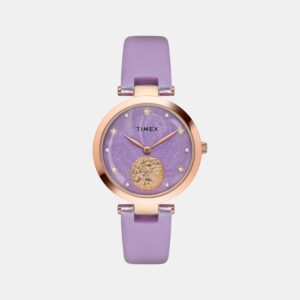 Fashion Women Quartz Lavender Dial Analog Leather Watch TWEL19200