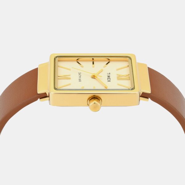 Fashion Women Quartz Champagne Dial Analog Leather Watch TWEL20707