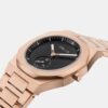 Men Quartz Black Dial Analog Stainless Steel Watch Zeus-Rose Gold