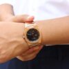Men Quartz Black Dial Analog Stainless Steel Watch Zeus-Rose Gold